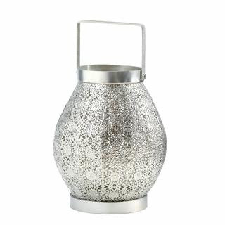 Silver Lace Design Candle Lantern