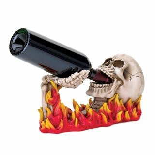 Flaming Skull Wine Holder