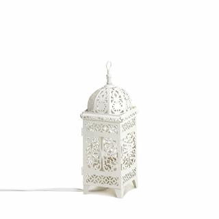 Tall White Scrollwork Lamp