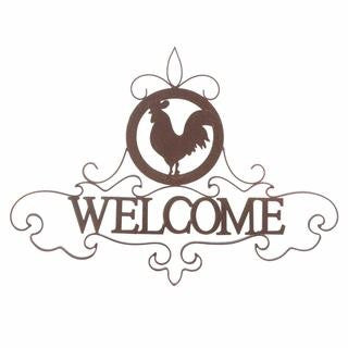 Rooster Silhouette Welcome Sign