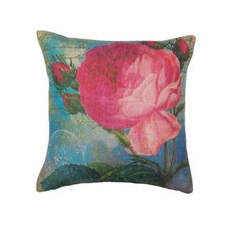 Pink Rose Print Throw Pillow