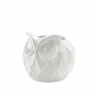 White Orb Owl Vase