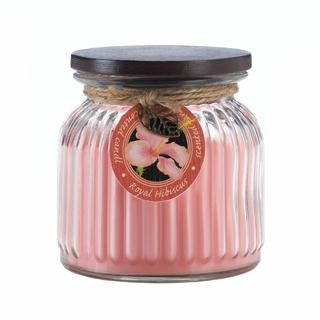 Royal Hibiscus Ribbed Jar Candle