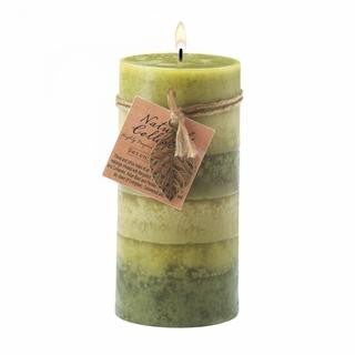 Serenity Leaf Tall Pillar Candle