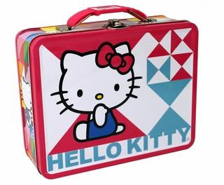 Hello Kitty Blue & Pink Embossed Carry All Lunch Box