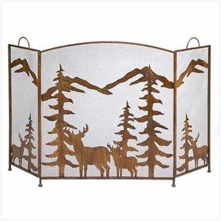 Rustic Forest Fireplace Screen