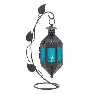 Sapphire Bloom Stand Candle Lantern