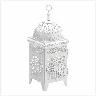 White Filigree Candle Lantern